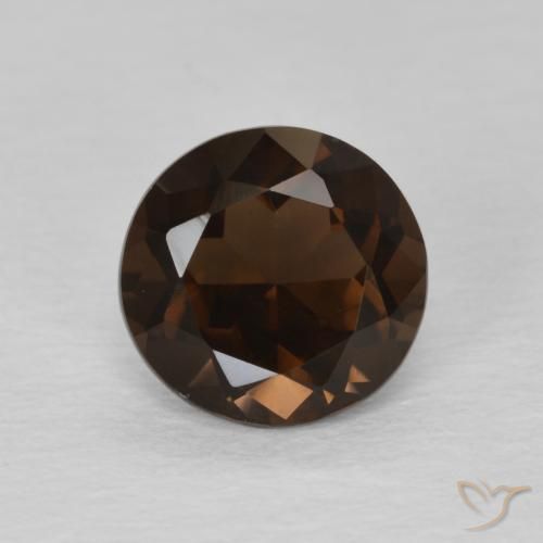 1.09ct طبيعي بني غامق كوارتز سموكى, دائري, VVS