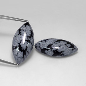 أحجار ندفة الثلج سبج أسود رمادى-أبيض طبيعية، ماركيز، غير شفاف، وزنها  قيراط