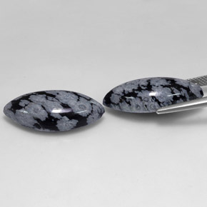 أحجار ندفة الثلج سبج أسود رمادى-أبيض طبيعية، ماركيز، غير شفاف، وزنها  قيراط