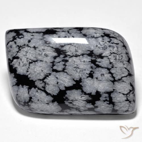 38.10ct طبيعي أسود رمادى-أبيض ندفة الثلج سبج, فانسى, غير شفاف