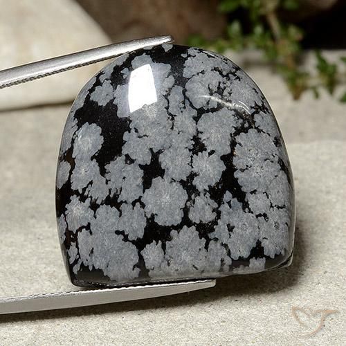 37.14ct طبيعي أسود رمادى-أبيض ندفة الثلج سبج, فانسى, غير شفاف