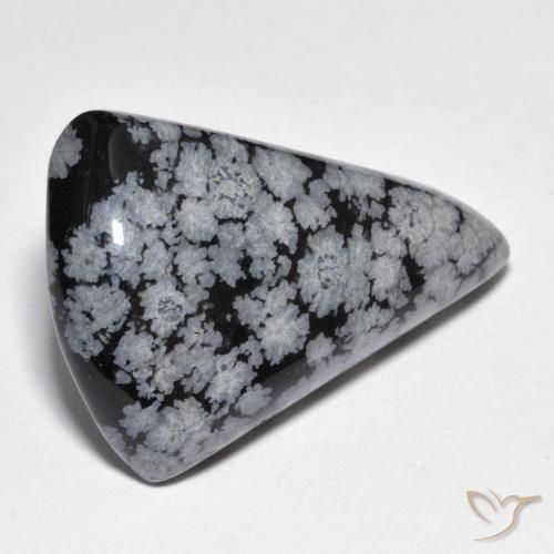 28.63ct طبيعي أسود رمادى-أبيض ندفة الثلج سبج, شكل الكمثرى, غير شفاف