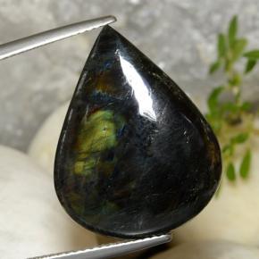 سبيكترولايت متعدد الألوان طبيعي، شكل الكمثرى، 11.71 قيراط، غير شفاف