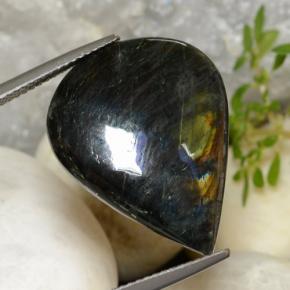 سبيكترولايت متعدد الألوان طبيعي، شكل الكمثرى، 11.71 قيراط، غير شفاف