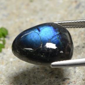 سبيكترولايت متعدد الألوان طبيعي، شكل الكمثرى، 11.36 قيراط، غير شفاف