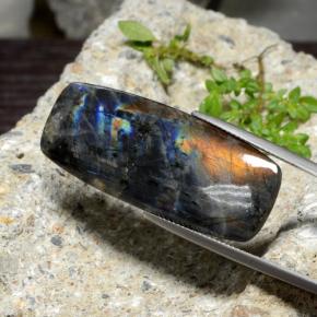 سبيكترولايت متعدد الألوان طبيعي، قطع وسادة، 23.58 قيراط، غير شفاف