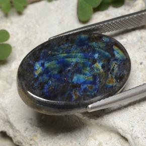 سبيكترولايت متعدد الألوان طبيعي، قصة بيضاوى، 13.11 قيراط، غير شفاف