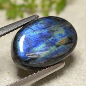 سبيكترولايت متعدد الألوان طبيعي، قصة بيضاوى، 2.95 قيراط، غير شفاف