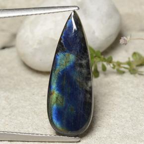 سبيكترولايت متعدد الألوان طبيعي، شكل الكمثرى، 4.92 قيراط، غير شفاف