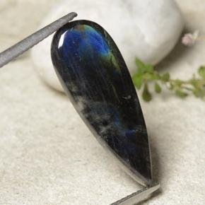 سبيكترولايت متعدد الألوان طبيعي، شكل الكمثرى، 4.92 قيراط، غير شفاف