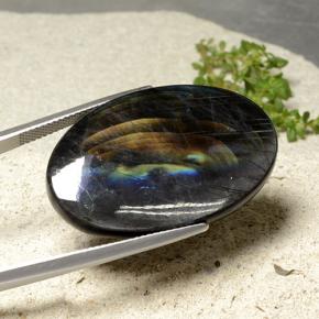 سبيكترولايت متعدد الألوان طبيعي، قصة بيضاوى، 27.41 قيراط، غير شفاف