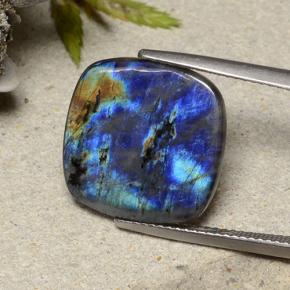 سبيكترولايت متعدد الألوان طبيعي، قطع وسادة، 7.14 قيراط، غير شفاف