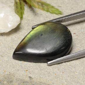 سبيكترولايت متعدد الألوان طبيعي، شكل الكمثرى، 6.53 قيراط، غير شفاف