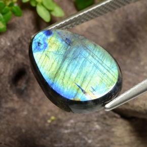 سبيكترولايت متعدد الألوان طبيعي، شكل الكمثرى، 4.55 قيراط، غير شفاف