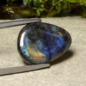 سبيكترولايت متعدد الألوان طبيعي، شكل الكمثرى، 5.27 قيراط، غير شفاف