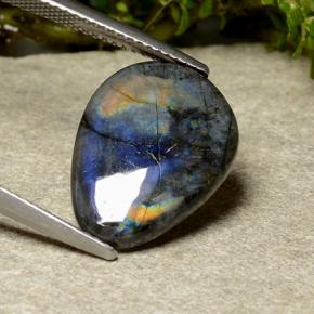 سبيكترولايت متعدد الألوان طبيعي، شكل الكمثرى، 5.27 قيراط، غير شفاف