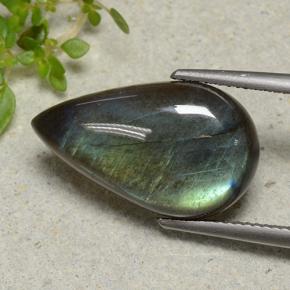 سبيكترولايت متعدد الألوان طبيعي، شكل الكمثرى، 9.19 قيراط، غير شفاف