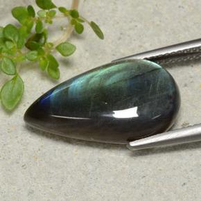 سبيكترولايت متعدد الألوان طبيعي، شكل الكمثرى، 9.19 قيراط، غير شفاف