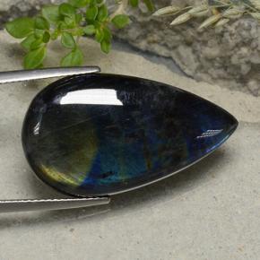 سبيكترولايت متعدد الألوان طبيعي، شكل الكمثرى، 19.16 قيراط، غير شفاف