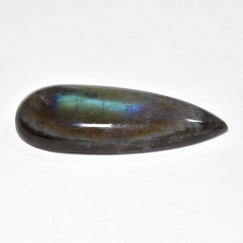 سبيكترولايت متعدد الألوان طبيعي، شكل الكمثرى، 15.79 قيراط، نصف شفاف