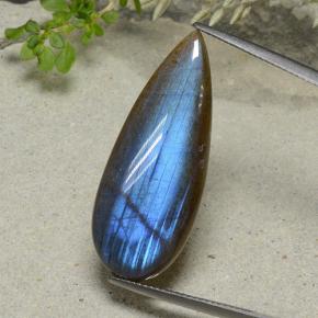 سبيكترولايت متعدد الألوان طبيعي، شكل الكمثرى، 14.09 قيراط، نصف شفاف