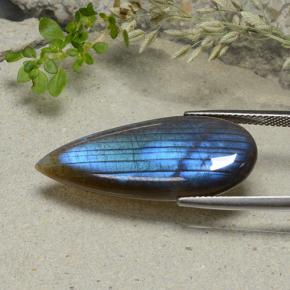 سبيكترولايت متعدد الألوان طبيعي، شكل الكمثرى، 14.09 قيراط، نصف شفاف