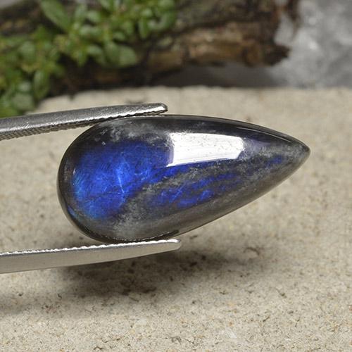 سبيكترولايت متعدد الألوان طبيعي، شكل الكمثرى، 11.45 قيراط، غير شفاف