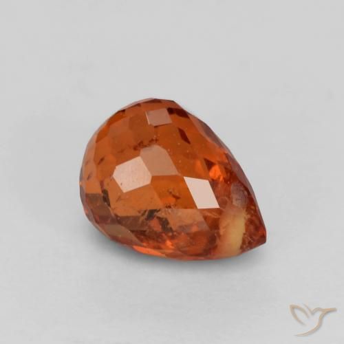 0.97ct طبيعي أحمر كهرمانى غامق غزل السبيسارتيت, بريوليت, VS-SI