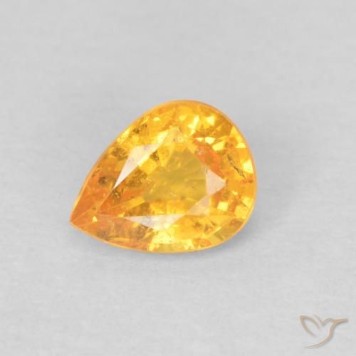 0.42ct طبيعي ذهبى-برتقالى غزل السبيسارتيت, شكل الكمثرى, قليلا جدا