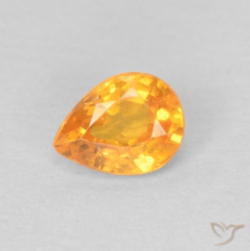 0.43ct طبيعي برتقالى متوسط غزل السبيسارتيت, شكل الكمثرى, قليلا جدا