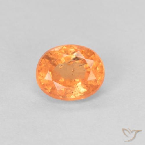 0.42ct طبيعي برتقالي زاهى غزل السبيسارتيت, بيضوي, VS-SI