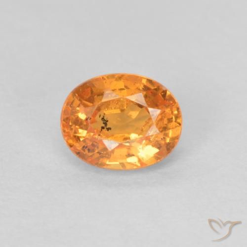 0.44ct طبيعي برتقالي زاهى غزل السبيسارتيت, بيضوي, VS-SI, Photo A