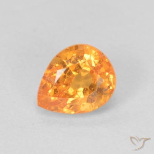 0.53ct طبيعي برتقالى متوسط غزل السبيسارتيت, شكل الكمثرى, قليلا جدا