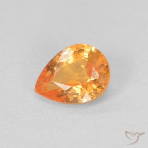 0.39ct طبيعي برتقالي زاهى غزل السبيسارتيت, شكل الكمثرى, VVS-VS