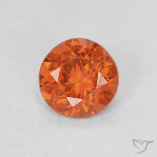 0.37ct طبيعي برتقالى كهرمانى غزل السبيسارتيت, دائري, SI