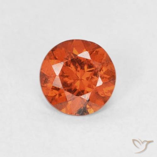0.51ct طبيعي برتقالى كهرمانى غزل السبيسارتيت, دائري, SI