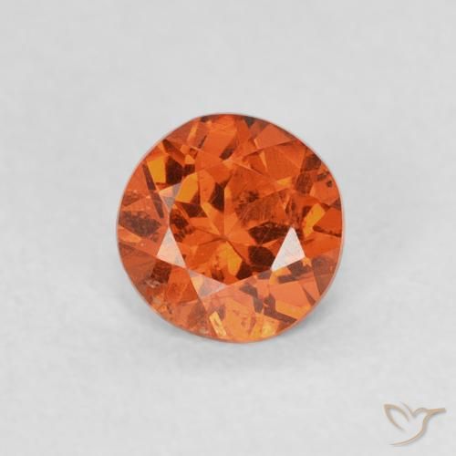 0.57ct طبيعي برتقالى كهرمانى غزل السبيسارتيت, دائري, SI