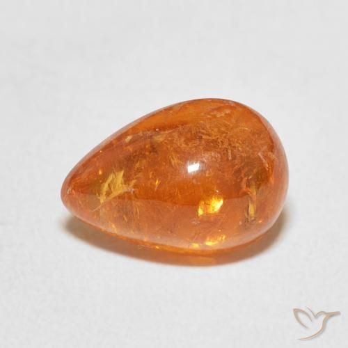 4.09ct طبيعي برتقالى كهرمانى غزل السبيسارتيت, شكل الكمثرى, شفاف