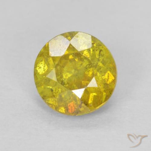 0.77ct طبيعي أصفر متوسط سفاليريت, دائري, SI-I1