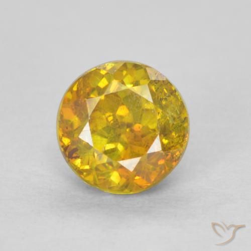 0.67ct طبيعي أصفر متوسط سفاليريت, دائري, SI-I1
