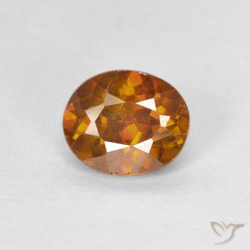 0.86ct طبيعي برتقالى بنى سفاليريت, بيضوي, SI-I1