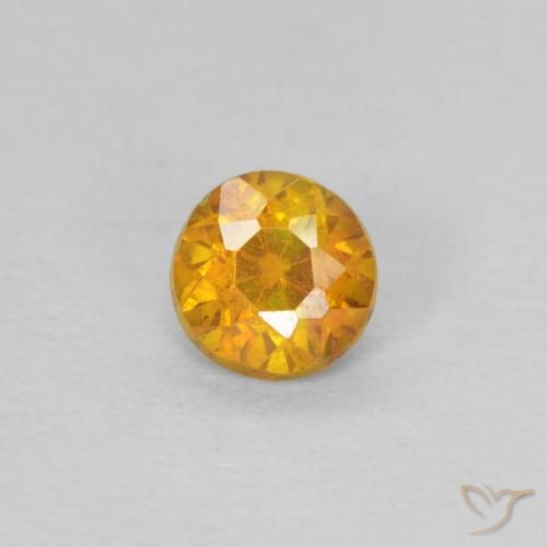 0.25ct طبيعي ذهبى-برتقالى سفاليريت, دائري, SI-I1