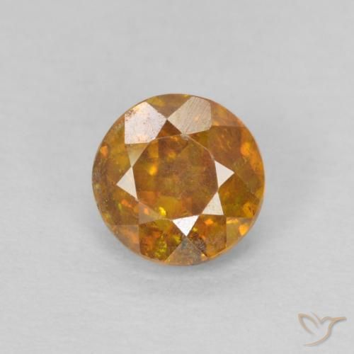 0.59ct طبيعي ذهبى-برتقالى غامق سفاليريت, دائري, SI-I1