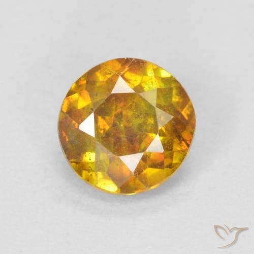 0.66ct طبيعي ذهبى-برتقالى داكن سفاليريت, دائري, SI-I1