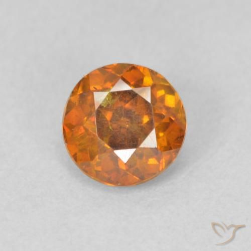 0.58ct طبيعي بنى برتقالى سفاليريت, دائري, VS-SI