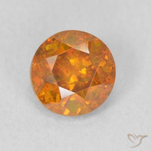 0.78ct طبيعي بنى برتقالى سفاليريت, دائري, SI