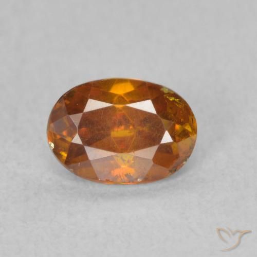 0.62ct طبيعي برتقالى متوسط سفاليريت, بيضوي, SI