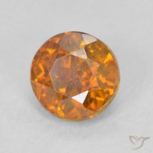 0.64ct طبيعي برتقالى ترابى سفاليريت, دائري, SI