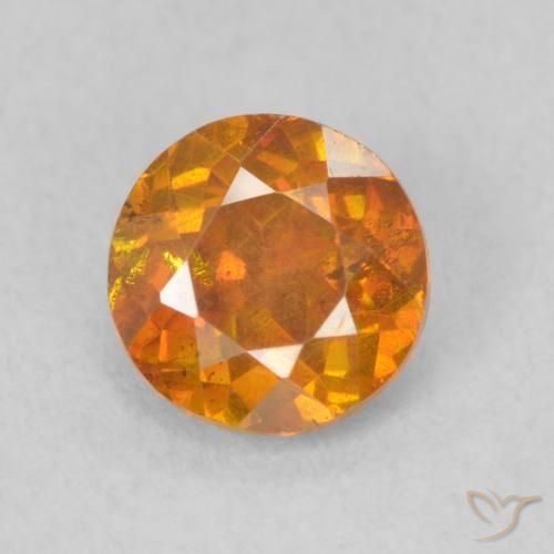 0.77ct طبيعي برتقالى كهرمانى سفاليريت, دائري, SI