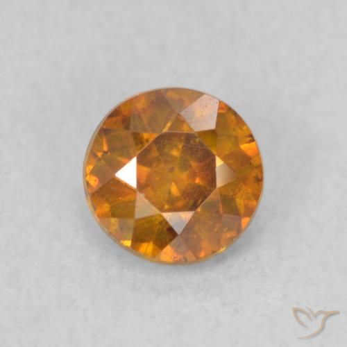 0.53ct طبيعي بنى برتقالى سفاليريت, دائري, SI